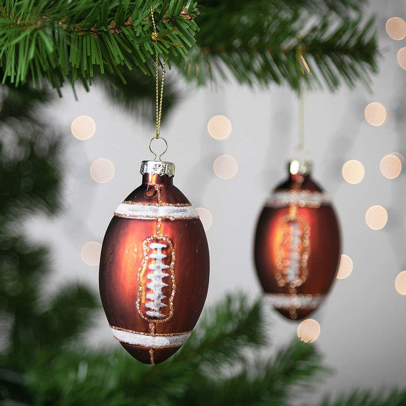 Christmas Football Ornament Glass Blown Ornament