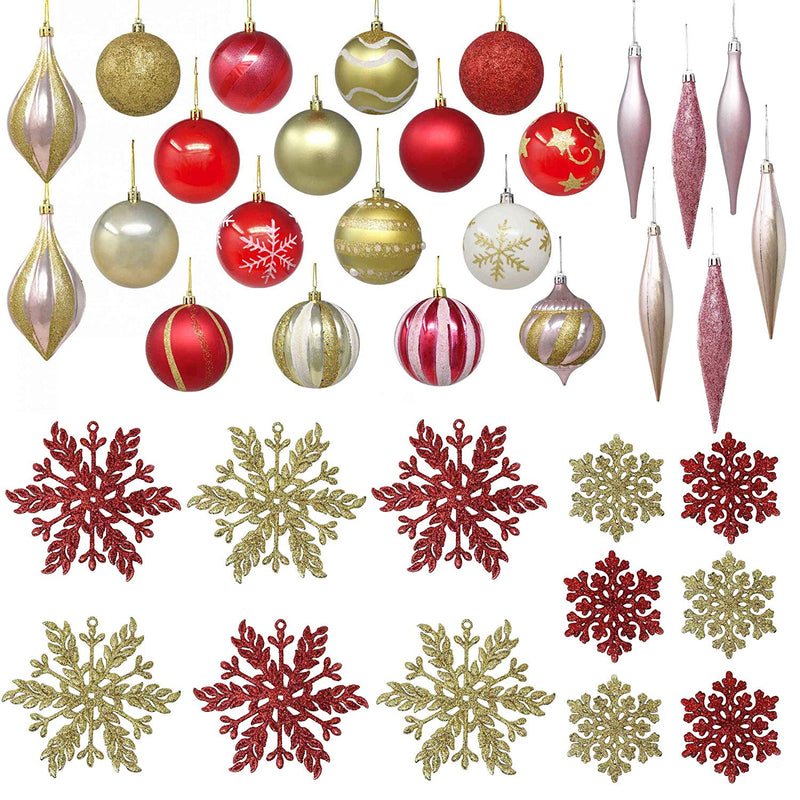3.15" Ornaments with 12 Pcs Snow Flakes, 24 Pcs