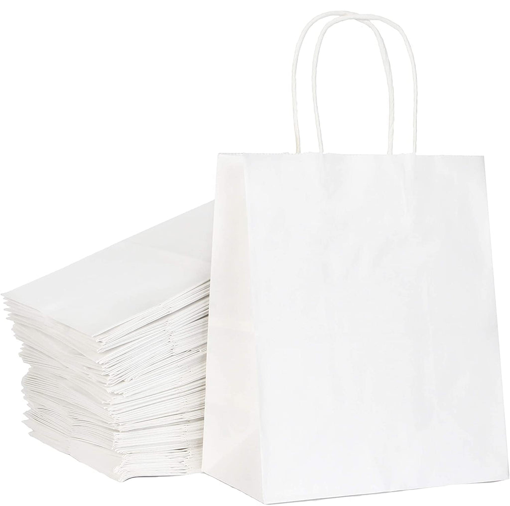 Joyin | White Kraft Paper Gift Bags Bulk With Handles