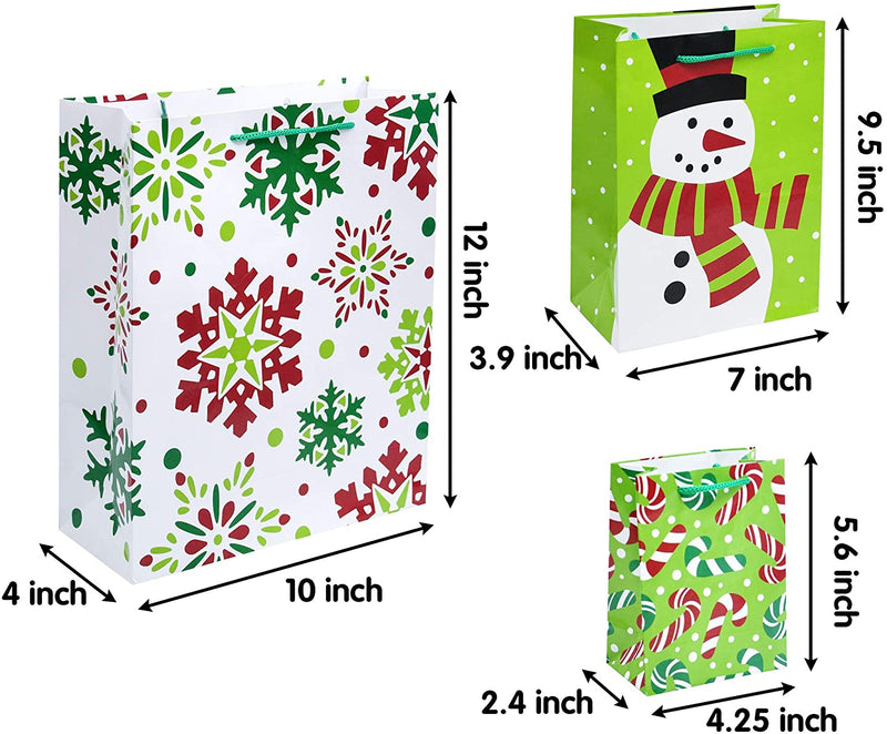 20Pcs Christmas Goody Gift Bags with Handles Assorted Sizes