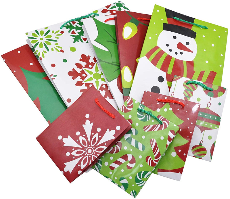 20Pcs Christmas Goody Gift Bags with Handles Assorted Sizes
