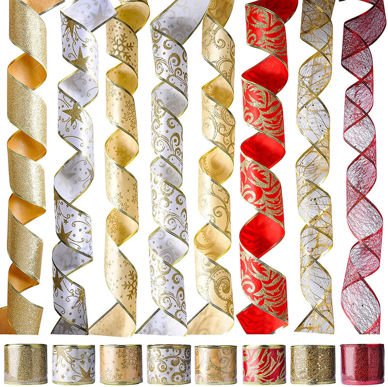 Wired Christmas Ribbons for Decorations & Wrapping