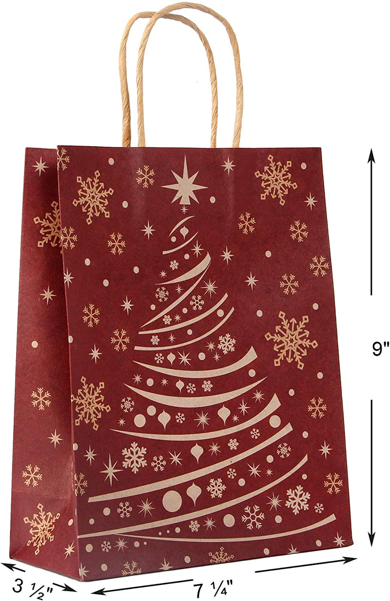 Kraft Holiday Gift Bags, 24 Pcs
