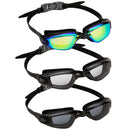 Adults Swimming Goggles (Aqua, Black & Dark Black), 3 Pack
