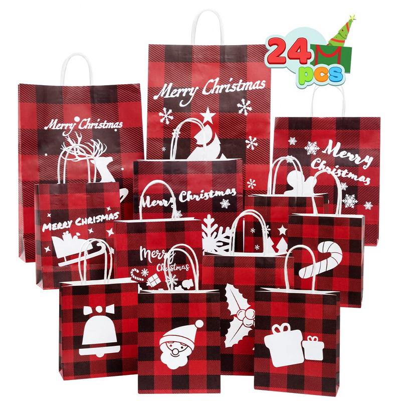Red and Black Gift Bags, 24 Pcs