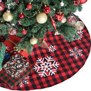 36in Red and Black Plaid Tree Skirt with Snowflake