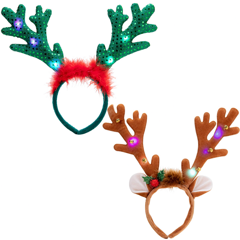 Light Up Reindeer Headband (Green), 2 Pcs