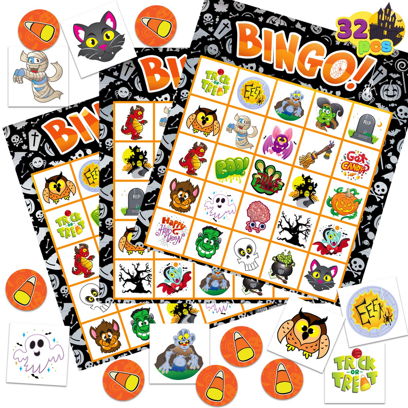 Halloween Bingo Game With 32 Cards