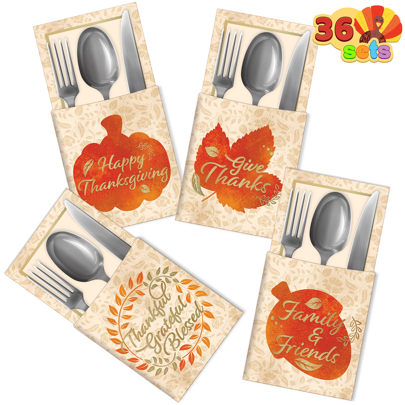 36 Thanksgiving Cutlery Decorative Utensil Holder