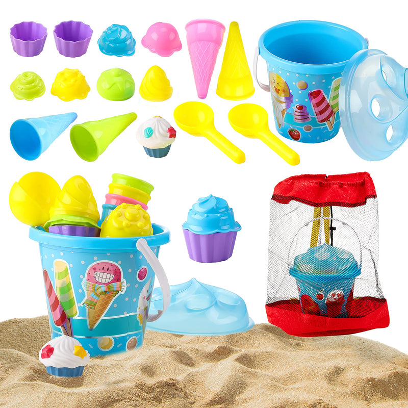 8 Pcs  Ice Cream Mold Beach Toys with Mesh Bag