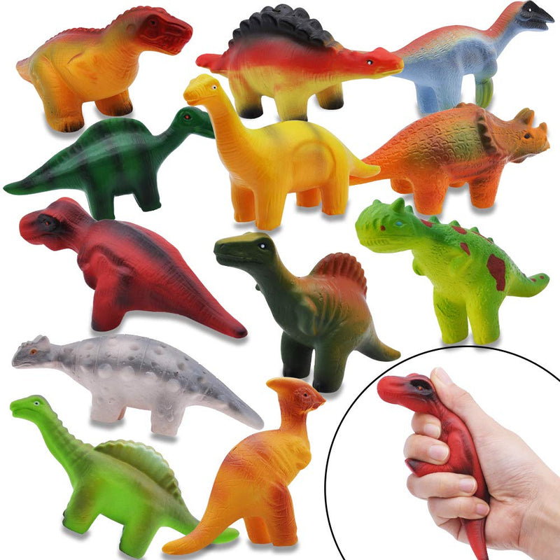 3in to 6in Dinosaurs Squishy Toys, 12 Pcs