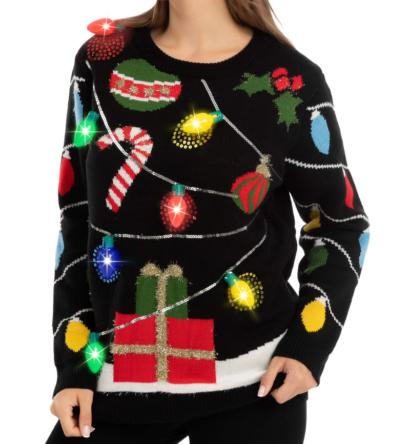 Christmas lights ugly sweater hot sale