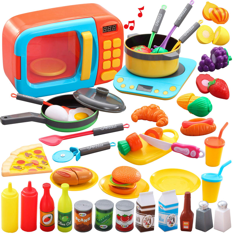 45 Pcs Pretend Play Microwave Cooking & Kitchen Utensil