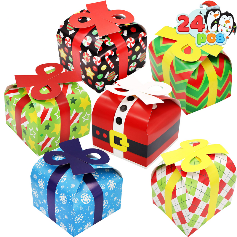 24 PCs 3D Christmas Goodie Boxes with Bow