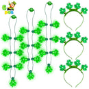 6 Pcs Shamrock LED Light Up Headband and Necklace
