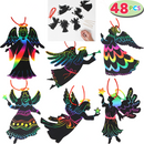 Rainbow Color Scratch Angel Ornaments, 48 Pcs