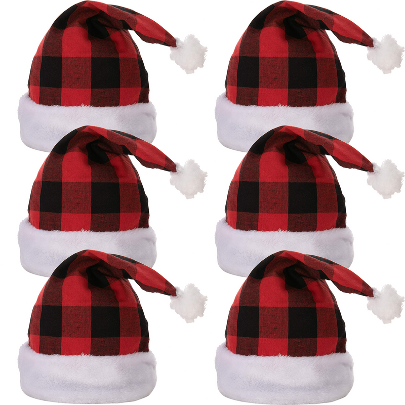 Plaid Christmas Hats, 6 Pack