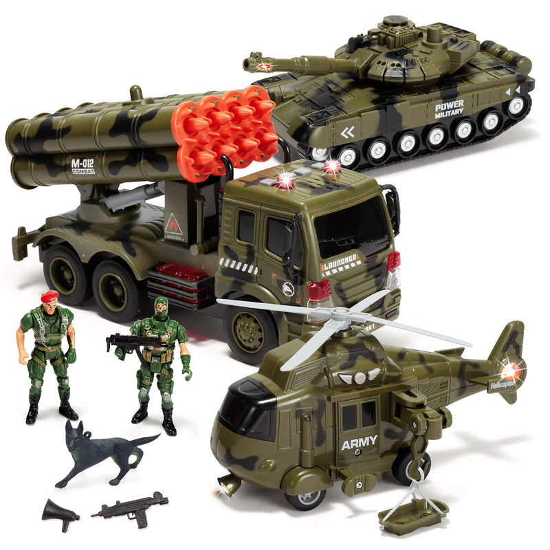 3 in 1 Friction Powered Siren Military Vehicle Toy