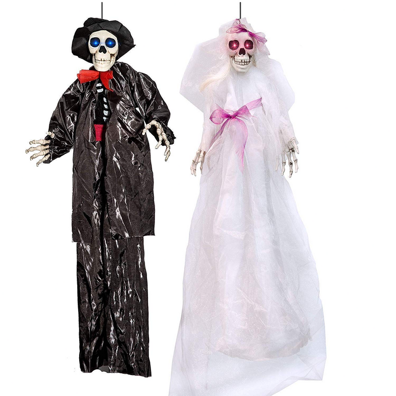 42.5" Hanging Bride and 35.5" Groom Skeleton, 2 Pack