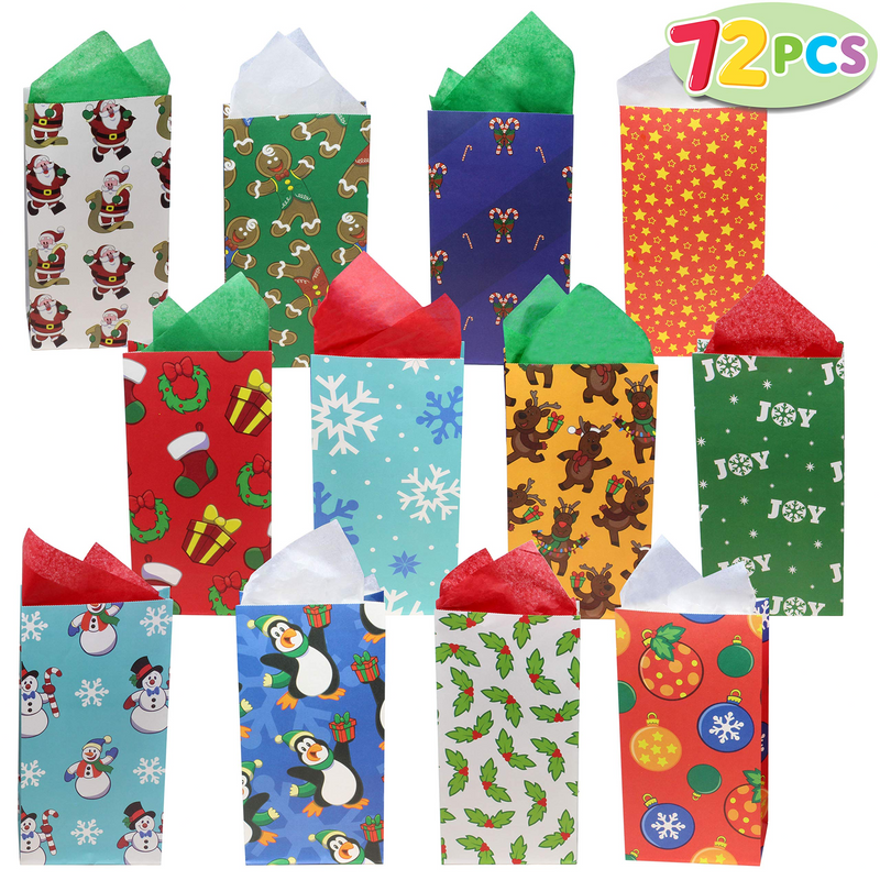 9.75in Holiday Goody Bags, 72 Pcs