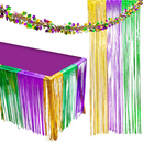 Mardi Gras Fringe Curtains Table Skirt with Garland