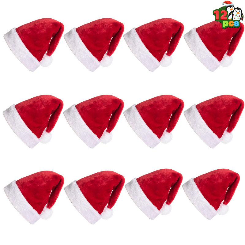 Premium Christmas Santa Hats, 12 Packs