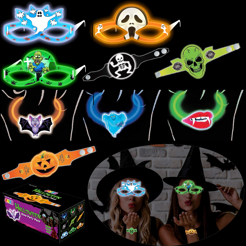 Halloween Glasses Glow Stickers - 9pcs