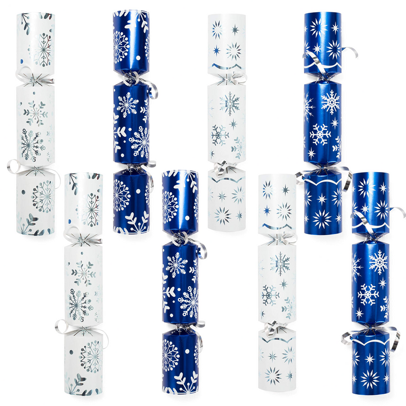 JOYIN  10 Snowflake Christmas No-Snap Party Favor (Blue & White), 8 Pcs
