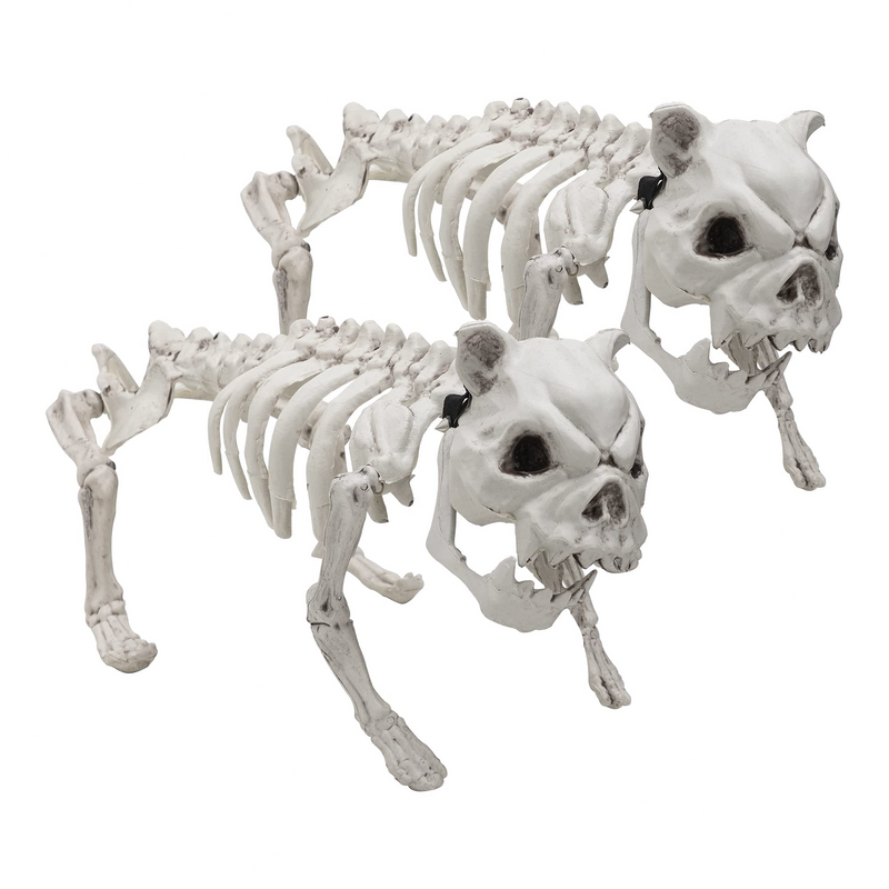 16in Halloween Movable Joints Dog Skeleton, 2 Pcs