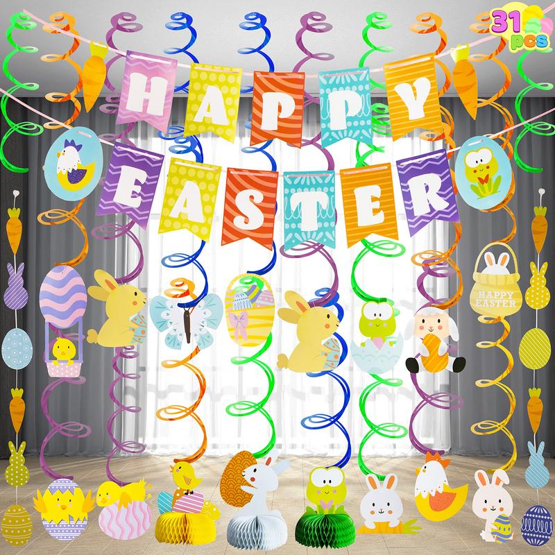 30Pcs Easter Swirl Hanging Decorations Premium Collection