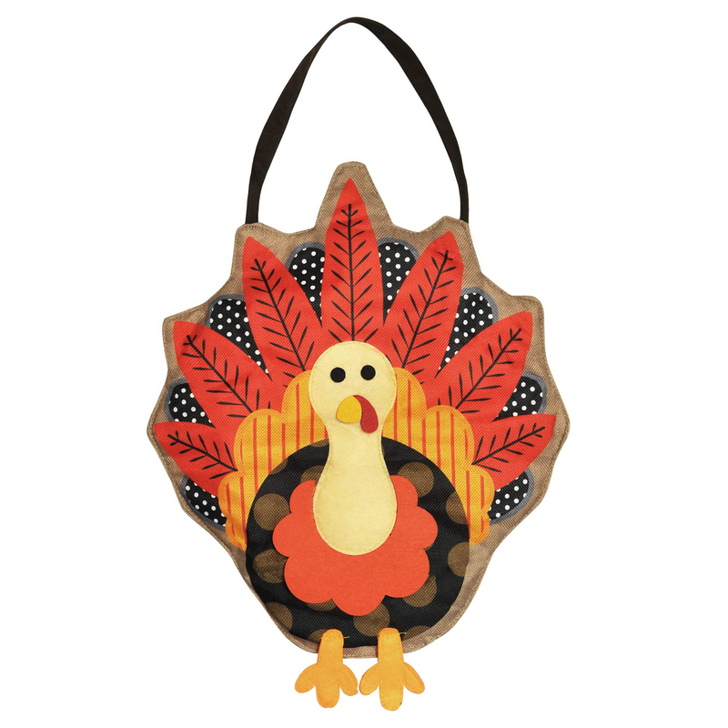 3D Thanksgiving Turkey Burlap Banner