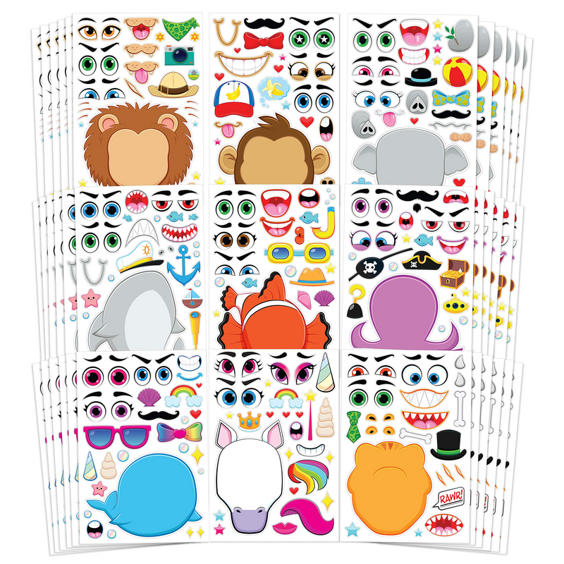 10in Animal Mix and Match Sticker Sheets, 36 Pcs