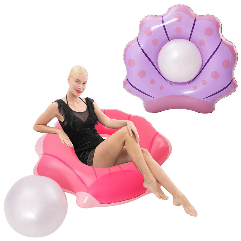 SLOOSH - Inflatable Seashell Pool Tube with Ball, 2 Pcs