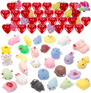 28pcs Mochi Squishy Toys Filled Hearts with Kids Valentines Cards