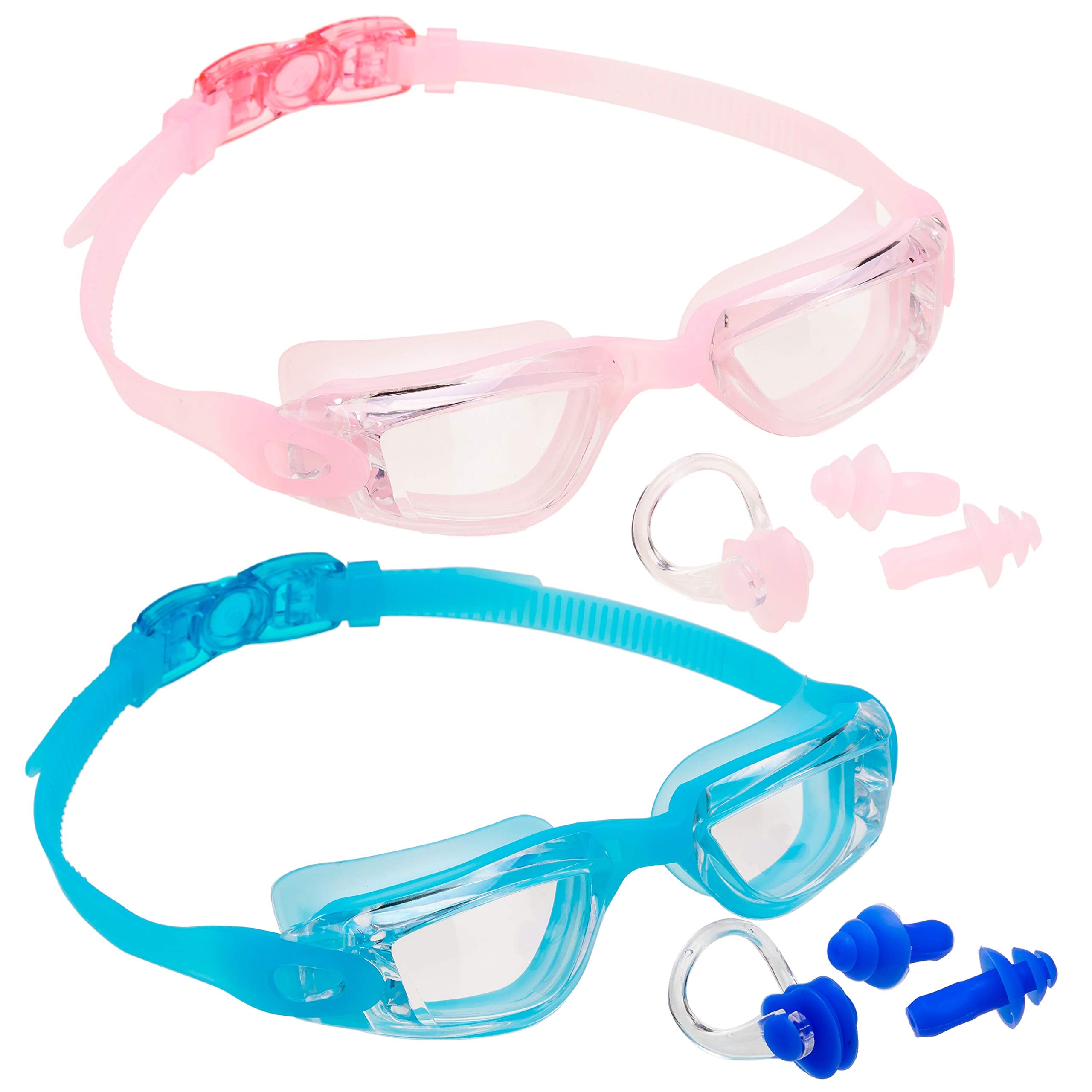 2 Pack Kids Swimming Goggles (blue & Pink)-joyin