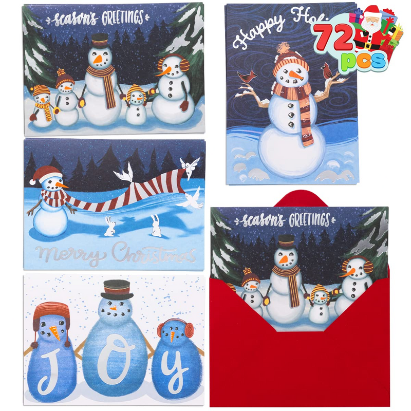 Snowman Greeting Cards, 72 Pack