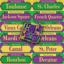Mardi Gras Street Signs with Cutouts, 13 Pcs