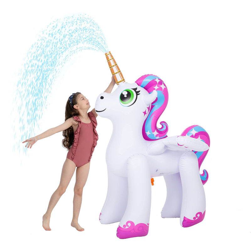 SLOOSH - 4 ft. Inflatable Rainbow Unicorn Yard Sprinkler (Pink)