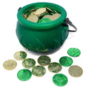 Lucky Leprechaun Plastic Coins And Large Green Cauldron