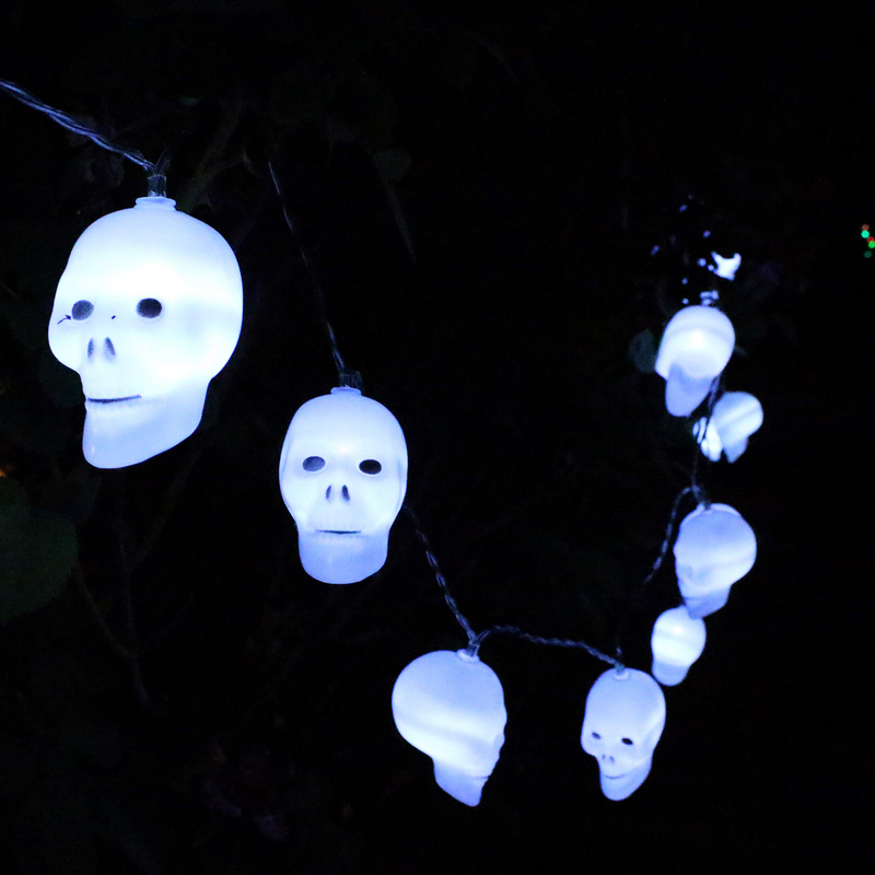 LED Skulls White String Lights, 30 Pcs