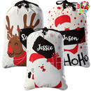 Drawstring Burlap Santa Sacks, 3 Pcs