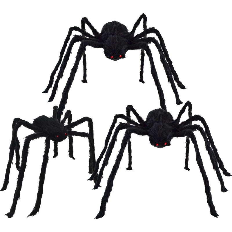 3 Pack Large Halloween Hairy Spiders