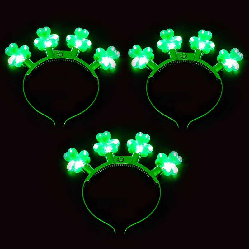 3 Pcs St Patrick's Day Shamrock Headbands