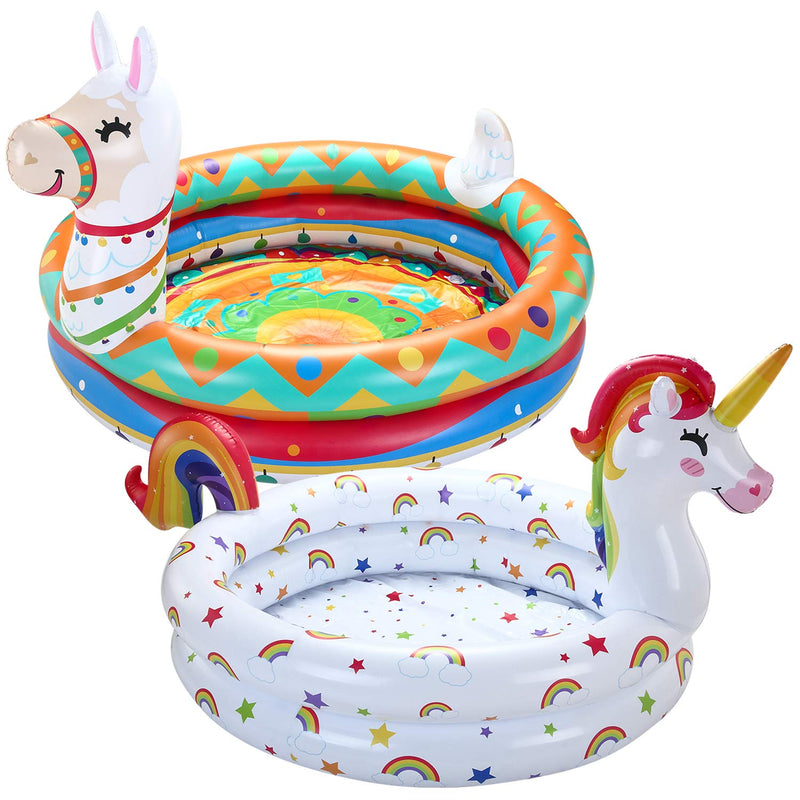 SLOOSH -  Unicorn and Llama Inflatable Kiddie Pool, 2 piece