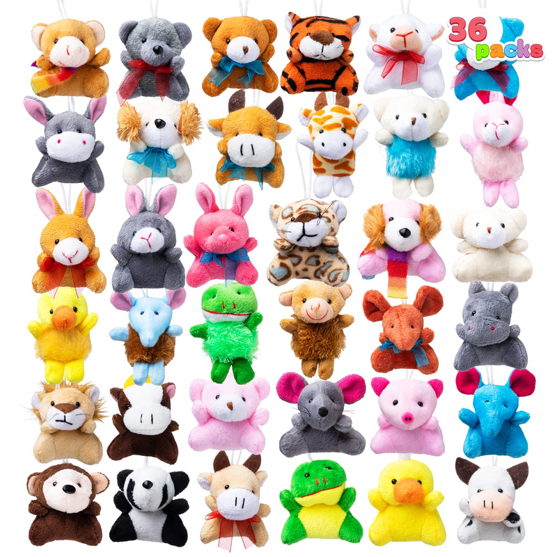 36Pcs Mini Plush Animal Toy Set 2.5in to 3in (NO EGG SHELLS)