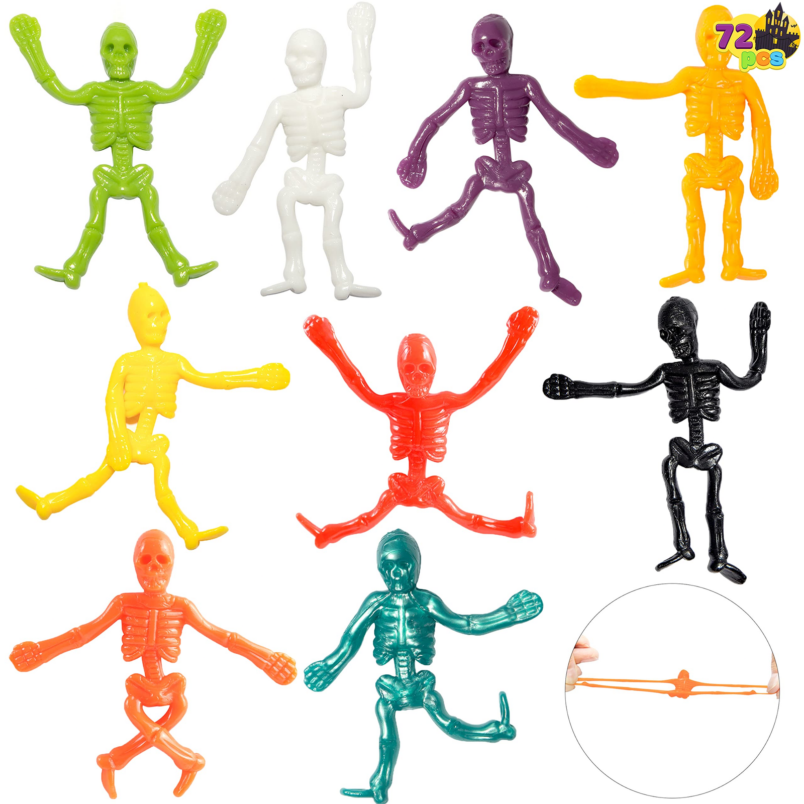 Halloween Toys Stretchy Skeleton, 72 Pcs - JOYIN