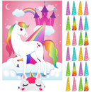 Unicorn Themed Pin The Horn Game with Stickers