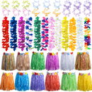 Luau Leis Wrist Bracelets Skirts Set, 48 Pcs