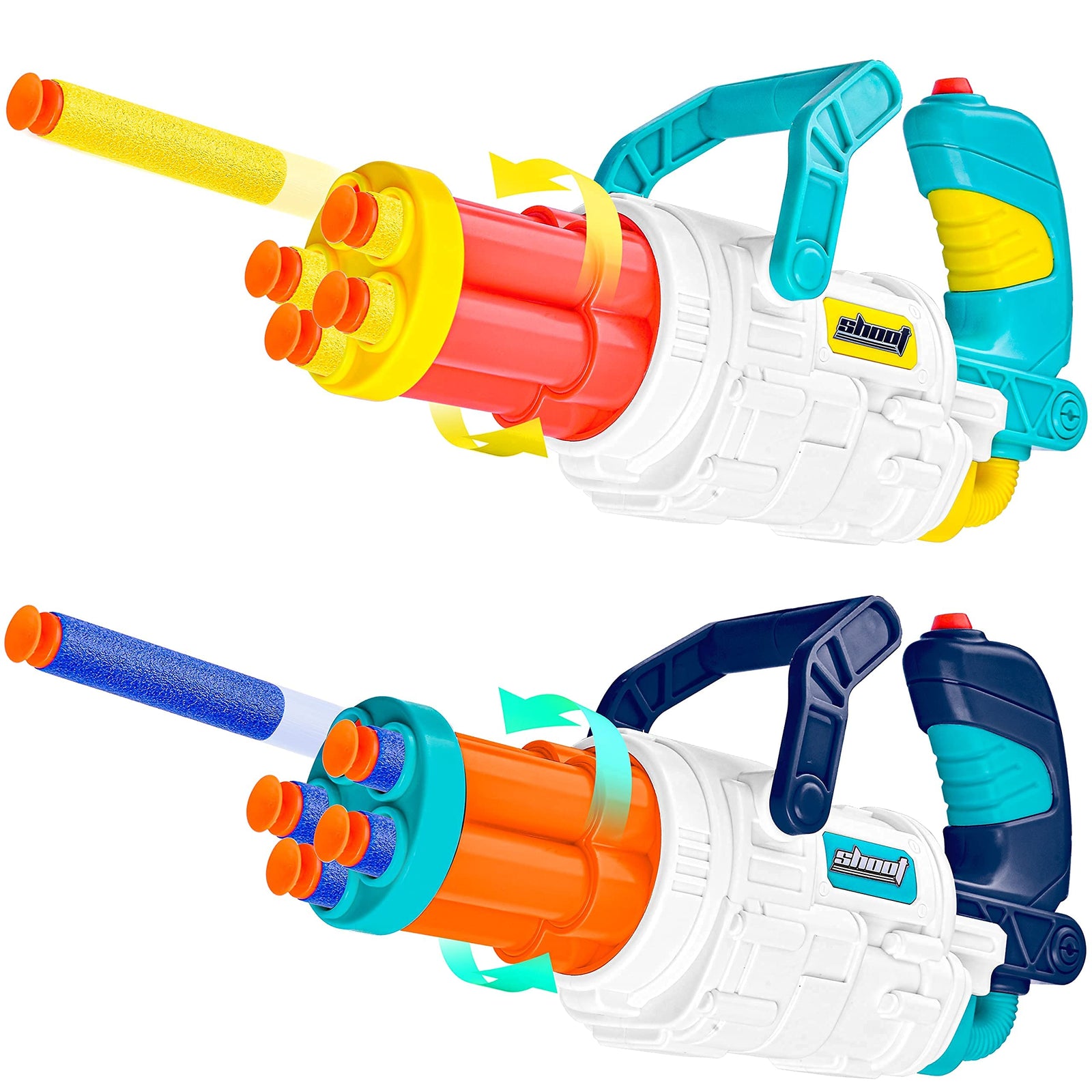 2 Packs Toy Blaster Guns With 5-dart Rotating Barrel - Joyin