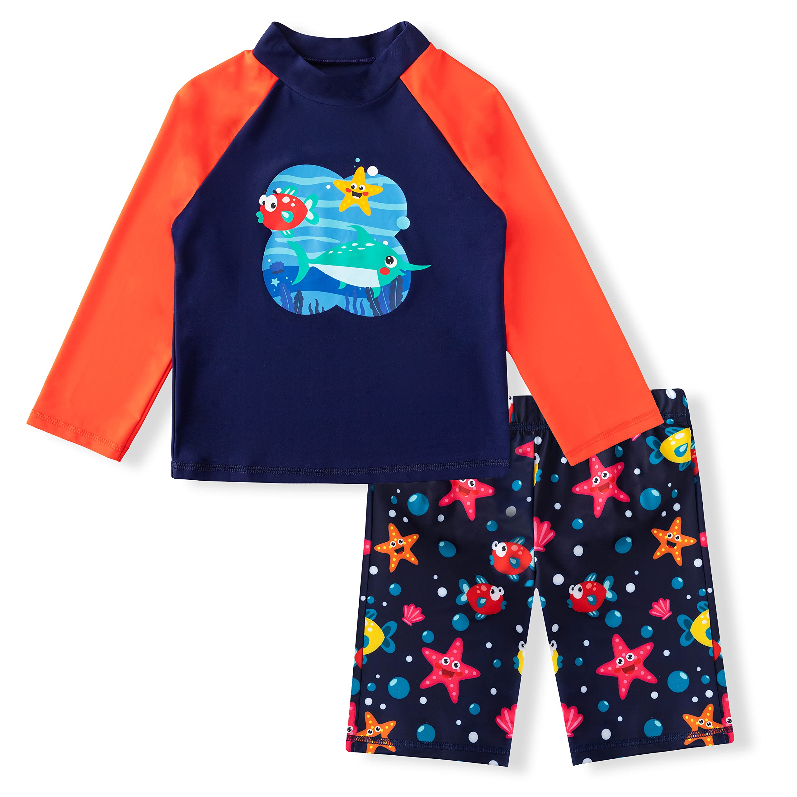 Boys Rash Guard Set (Fish and Starfish)